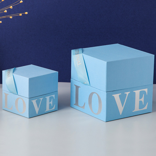 Square Wedding Fancy Paper Gift z wstążką