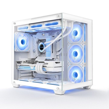 Custom Gaming Computer Case with 360 Water Cooling - Glass Side Panel ATX/MATX/Mini ITX Cube Case