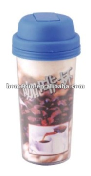 Plastic coffee mug with lid/vacuum cup