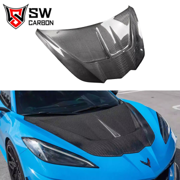 Carbon Fiber ST Style Hood for Chevrolet Corvette C8 Engine Valve Cover - Auto Parts 2020+