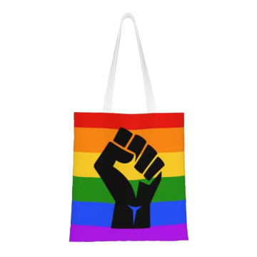 Återanvändbar Pride Day Rainbow Flag Canvas Tygväska