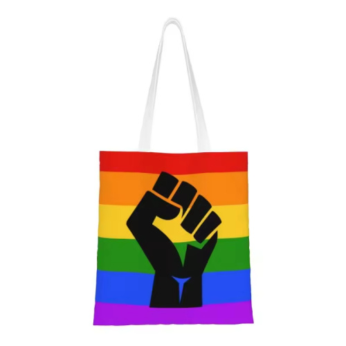 Beg Tote Canvas Rainbow Rainbow Rainbow yang boleh diguna semula