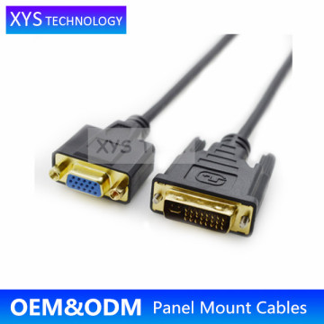 XYS TECH Alibaba Express China DVI24+5 male to HDB15 VGA Female Panel Mount Cable/