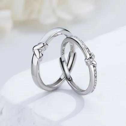 925 Sterling Silver Love Knot Promise Ring - Fashionable Men's and Women's Band Jewelry