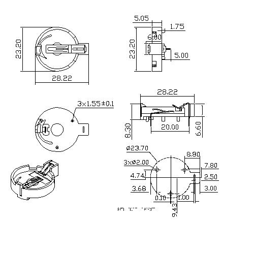 THRU-HOLE / DIP CR2032 Lithoum Coin Cell Battery