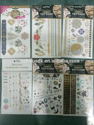 Flash tattoo removal Multicolor temporary tattoo gold silver tattoos