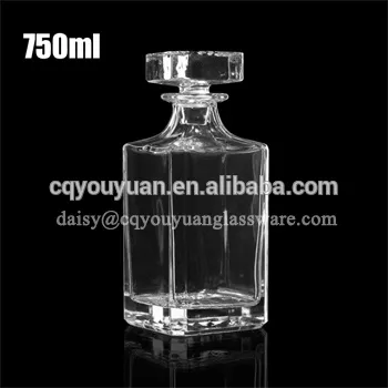 Square shape 750ml crystal clear whiskey decanter wholesale