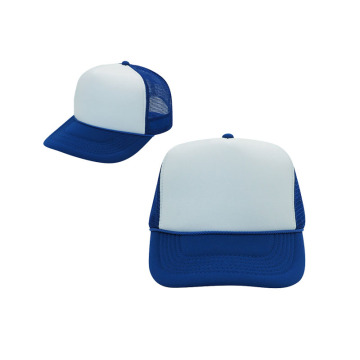 Custom Logo Embroidery 5 Panel Polyester Trucker Hat with Sublimation Foam Mesh Blank