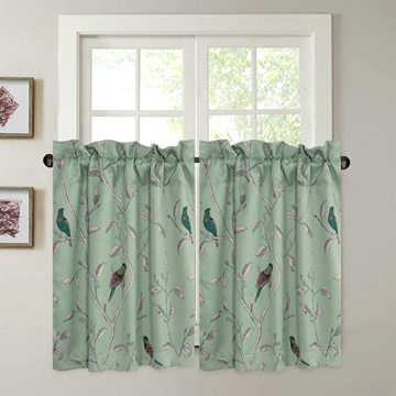 Cortinas de bolsillo de varilla de ventanas de cocina con textura ultra suave
