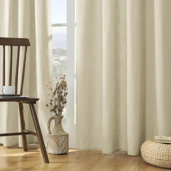 Flax Linen Blend Curtains: Semi- breathable, Woven Light Filtering for Living Room and Bedroom