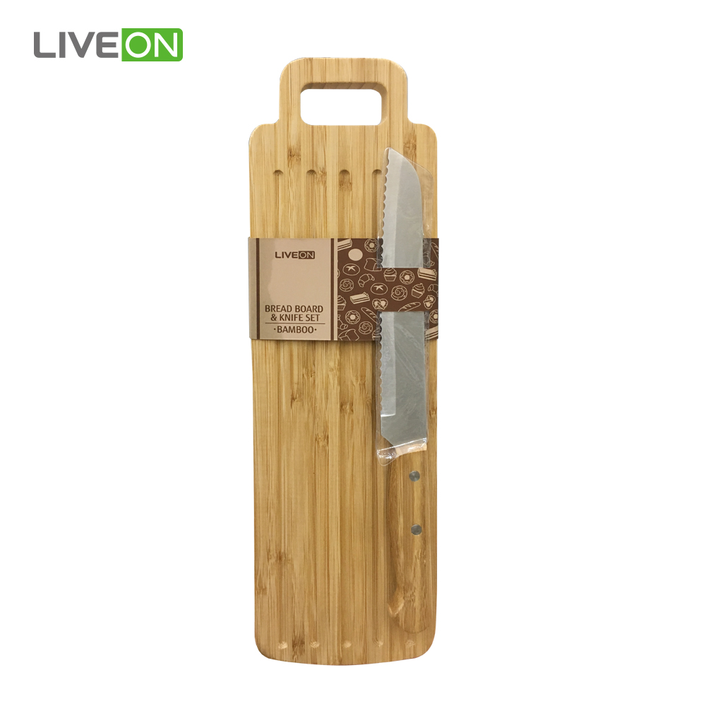 Bamboo Board With Bread Knife Set