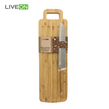 Bamboo Board With Bread Knife Set