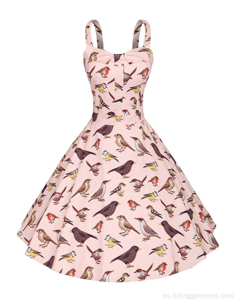 Vestido retro vintage con estampado de animales para mujer