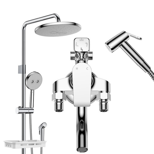 Chrome Faucets Hot Cold Bathroom Rainfall Shower Set