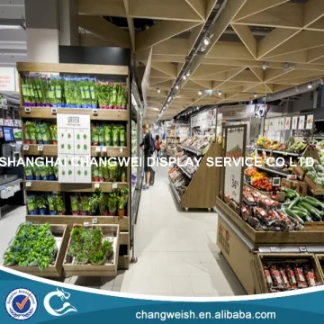 supermarket fruit and vegetable display rack