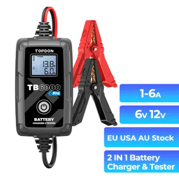 Portable Topdon TB6000 Pro: 12V/24V Lithium Lead Acid Battery Charger & Power Bank for Cars