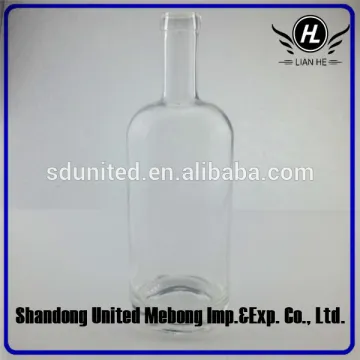 Food grade boston round vodka clear glass bottle 750ml