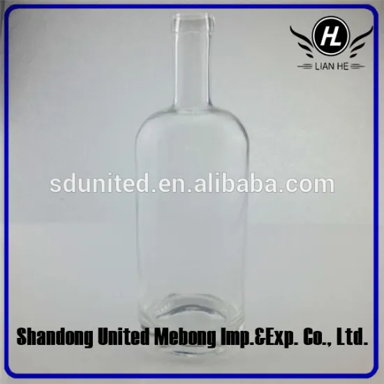 Food grade boston round vodka clear glass bottle 750ml