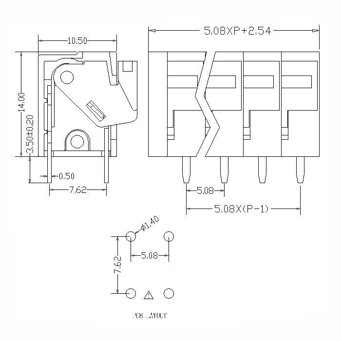 AT122V-5.08XXX-A PCB Spring Terminal Block Pitch5.08