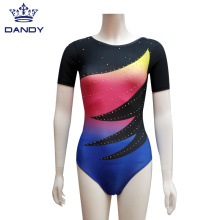 Leotard lengan pendek gimnastik berkualiti tinggi