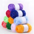 Toptan 50g Boyalı Çevre Dostu Uster Test Edilmiş Polyester Karışımlı Tüy İplik Tığ Işi Sparkle Scrubby Bulaşık Yıkama Dikiş İpliği