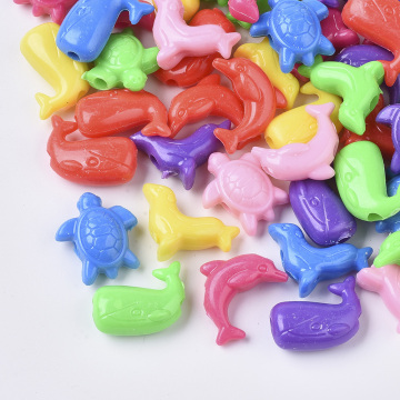 Assorted Sea Creatures Shaped Mixed Color Polystyrene (PS) Plastic Beads by Pandahall