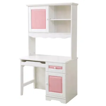Solid Wood Study Table and Chair Set with Bookshelf for Girls' Bedroom