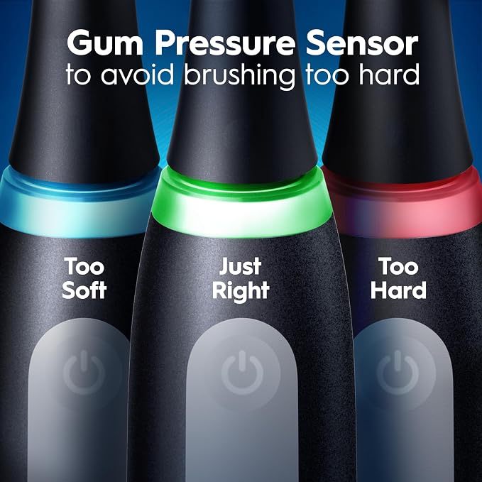 Black Adult Electric Toothbrush With Smart Pressure Sensor
