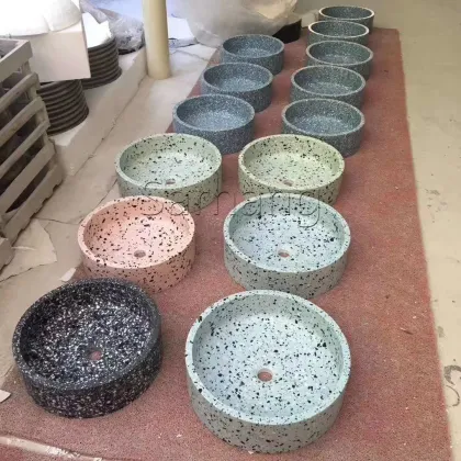 Modern stone bathroom sink and basin hotel bathroom sink modern terrazzo sink