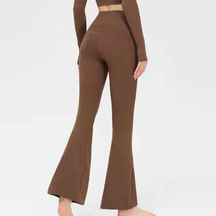 Flared Gym Push-up Yoga Pants for Women: Casual Stretch Buttocks Flared Pants