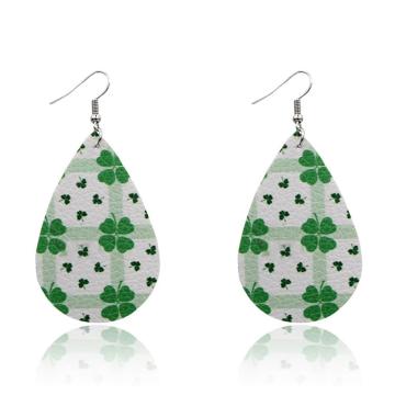 20 Pairs St. Patrick's Day Faux Leather Earrings Irish Shamrock Earrings Clover Teardrop Dangle Earrings Set for Women