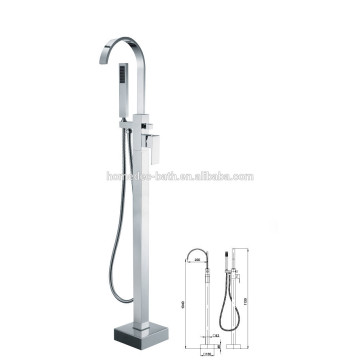 Free Standing Single Handles Tub Filler Shower Tap with Handshower in Chrome