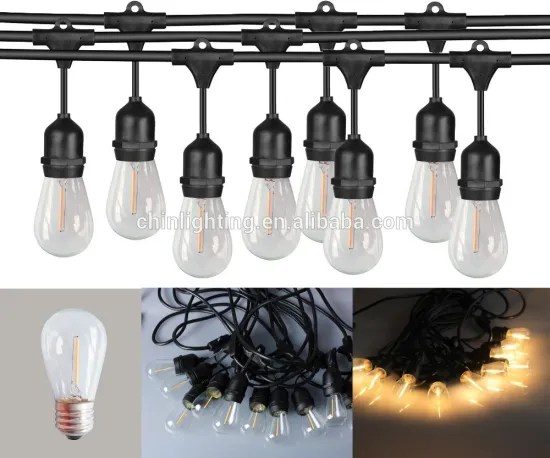 LED Weatherproof outdoor string lights S14 Vintage Edison filament bulbs IP65