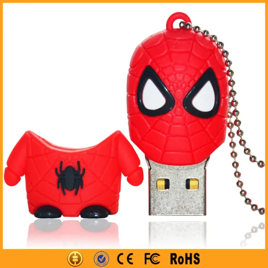 Chiristmas Gift Custom Cartoon USB 2.0 Stick Spiderman USB Flash Drive 16GB