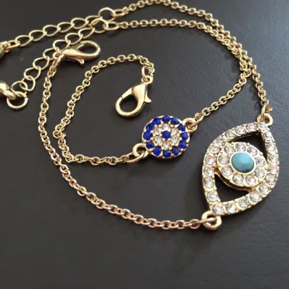Evil Eye Gold Bracelet Rhinestone Blue Evil Eye Bracelets