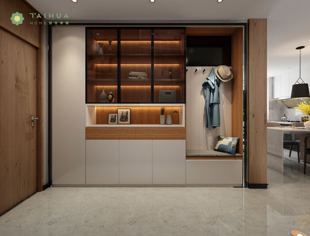 Modern Hallway Cabinet with Coat Rack