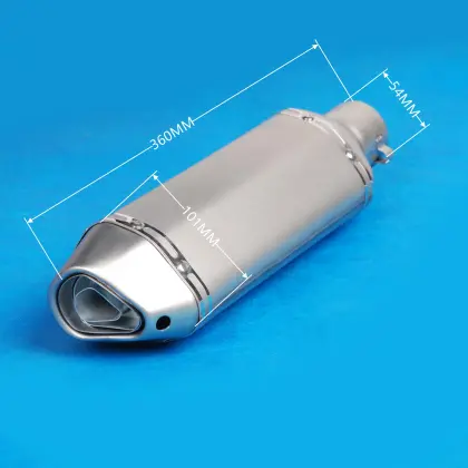 54mm Silver White Motorcycle Racing Muffler Exhaust Pipe