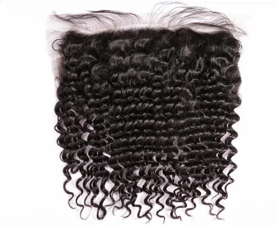 HD Lace Raw Virgin Brazilian Deep wave Curly Swiss Lace Frontal Deep Curl Ear to Ear Frontal closure size 13*4