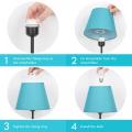 Bedside Desk Lamp with Blue Linen Lampshade