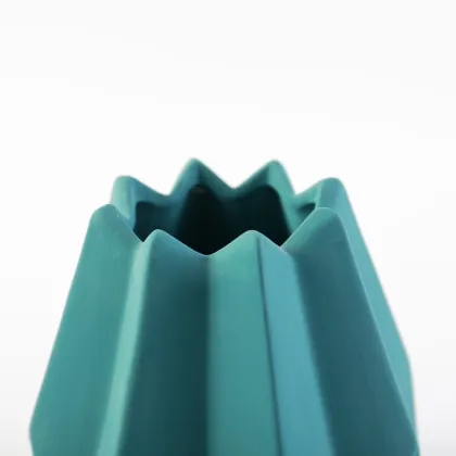 Nordic Geometry Modern Plant Vase - Matte Blue Morandi Ceramic Flower Vase