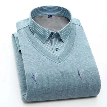 Mens warm plush long sleeves shirt