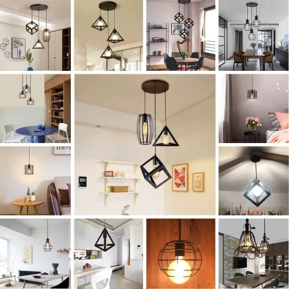 Vintage Iron Cage Pendant Lights - Retro Indoor Lighting Fixture