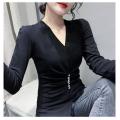 Slim V-neck inner bottoming shirt for women