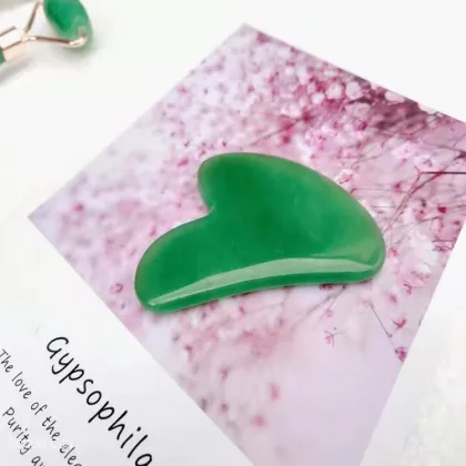 Jade Roller, Gua Sha, and Eye Massager Set for Warm and Cool Facial Massage