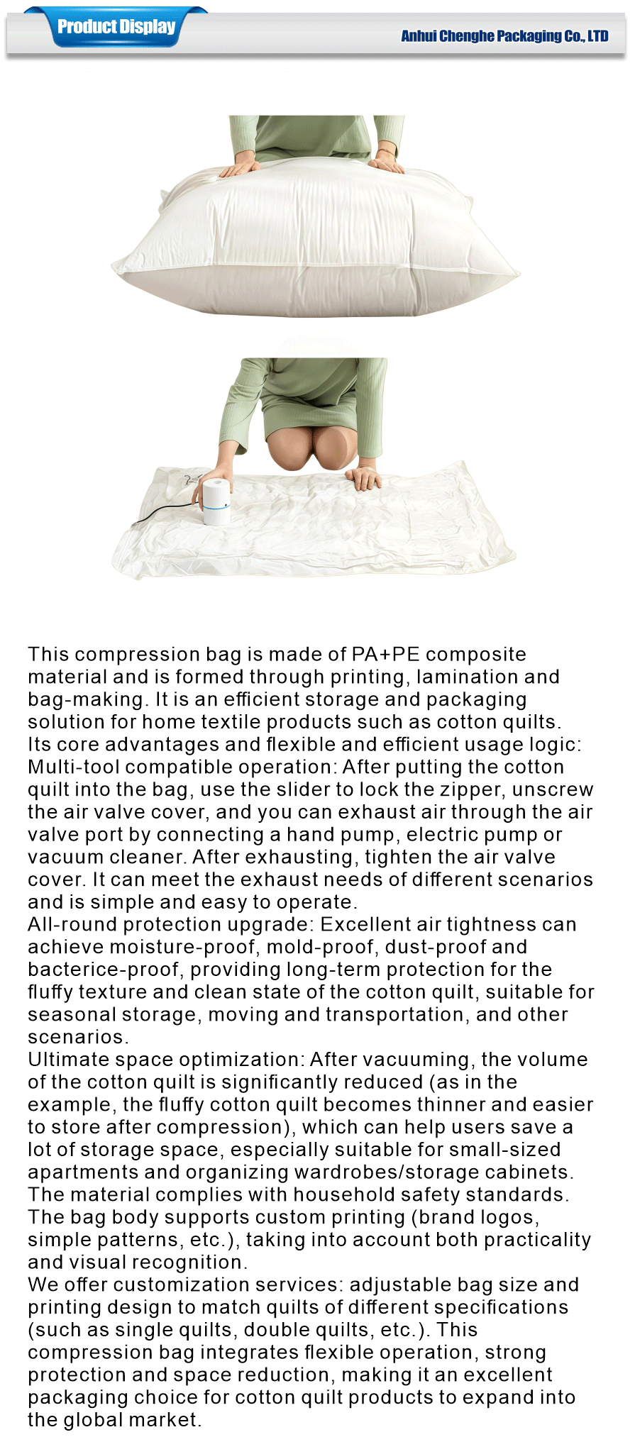 Lightweight vacuum compression bag