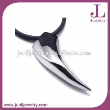 Stingray Leather Cord Stainless steel 3D Wolf Tooth Pendant
