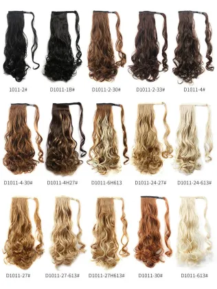 Cheap curly wrap around  ponytails synthetic hair extension accessories long wavy Synthetic Hair Ponytails for white black women