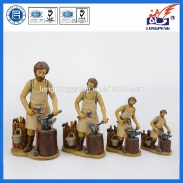 Polyresin village blacksmith is forging on the anvil ,custom resin figures,custom figures,custom polyresin figurines