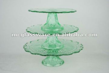 handmade painted color glass cake plate with stander