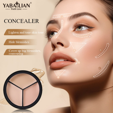 Full Coverage 3-in-1 Concealer Palette with Brush for Acne, Dark Circles, and Contouring